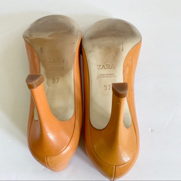 ZARA MARY JANE STRAP HEEL MADE IN SPAIN IN ORANGE ALTERNATIVE VINTAGE HEEL SHOES - Picture 12 of 16